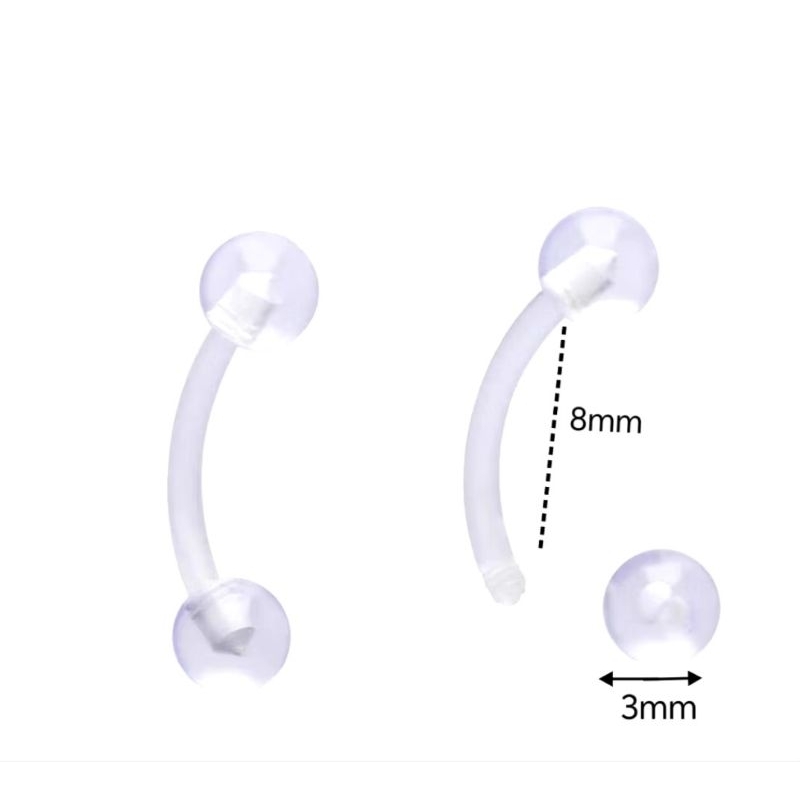 Piercing Sobrancelha Transparente Silicone Flexíveis Curvado Bananinha em Oferta na Shopee