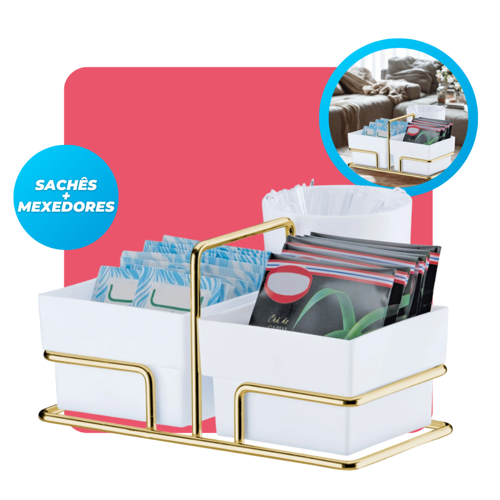 Suporte Organizador para Sachês de Açúcar Adoçante Mexedor Cantinho do Cafe Escritório Luxo Future em Oferta na Shopee