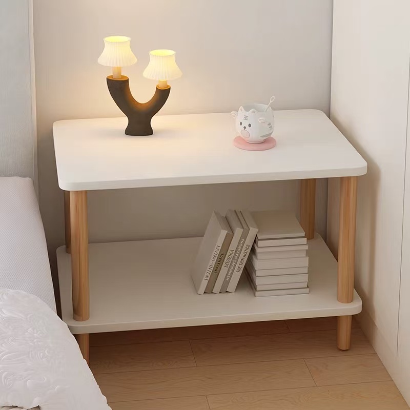 Mesa de centro sofá mesa de cabeceira duas camadas moderna mesa de armazenamento armário q...