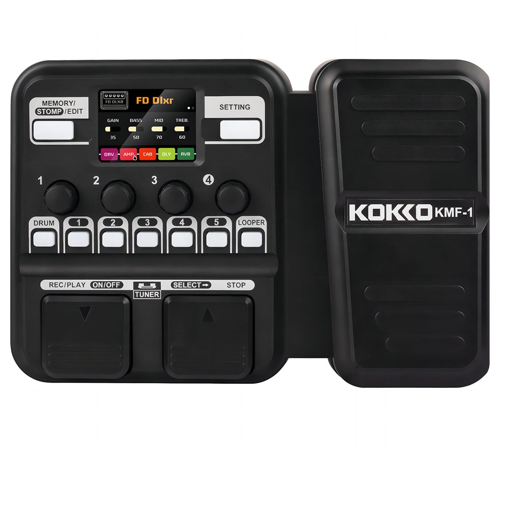 Pedal de guitarra KOKKO KMF-1 Efeito sintetizado 18 modelos de amplificadores IR 512 Dot Sampling Drum Machine e função