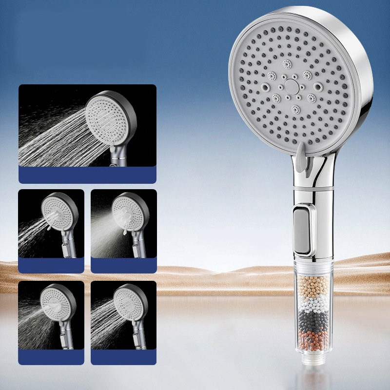 Chuveiro De Alta Pressão 5 Modos De Saída De Água Com Função De Massagem De Silicone Líquido