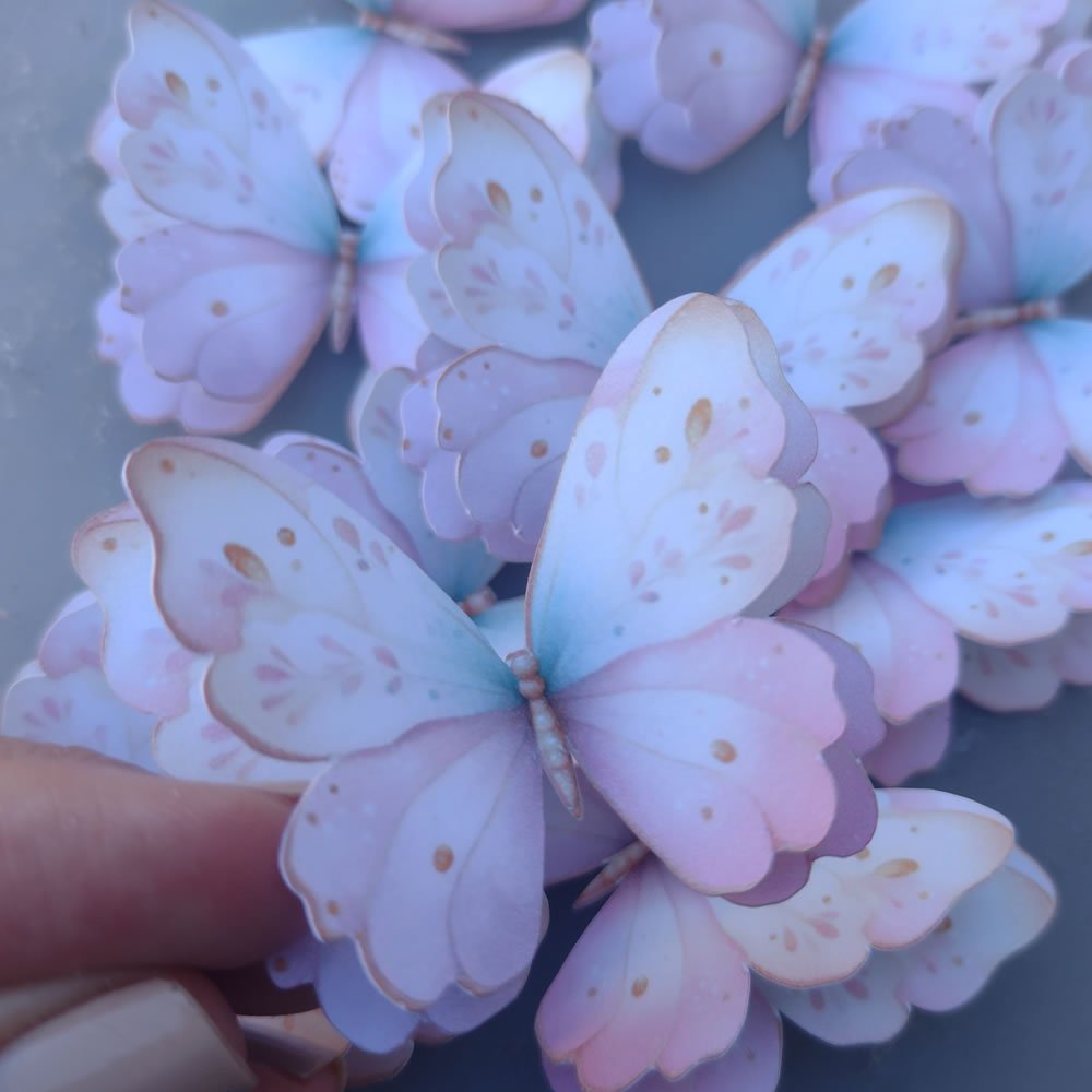 200 Borboletas 2 camadas 3,5cm Decoração topo de bolo lembrancinha em Oferta na Shopee