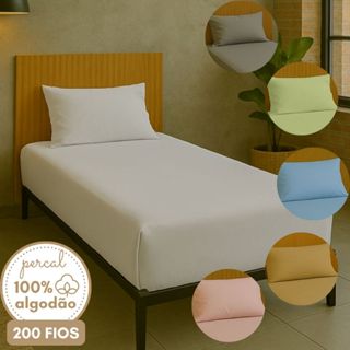 Lençol Solteiro Solteirão King Viuva elastico Algodão Percal 200 Fios com fronha Confortavel Moderno em Oferta na Shopee