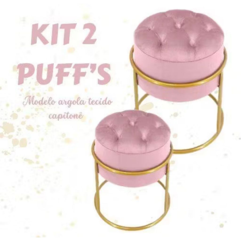 kit 2 Puffs Banqueta Argola Capetone Banco Decoração de Sala Penteadeira