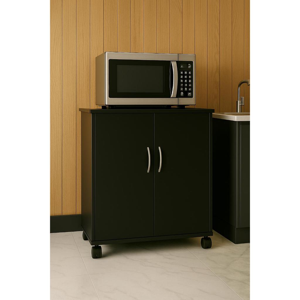 Carrinho Preto Auxiliar Buffet Aparador Estante C/Rodinha