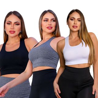 Combo 1 a 3 peças Top Cropped Feminino Suplex Fitness Academia Treino em Oferta na Shopee