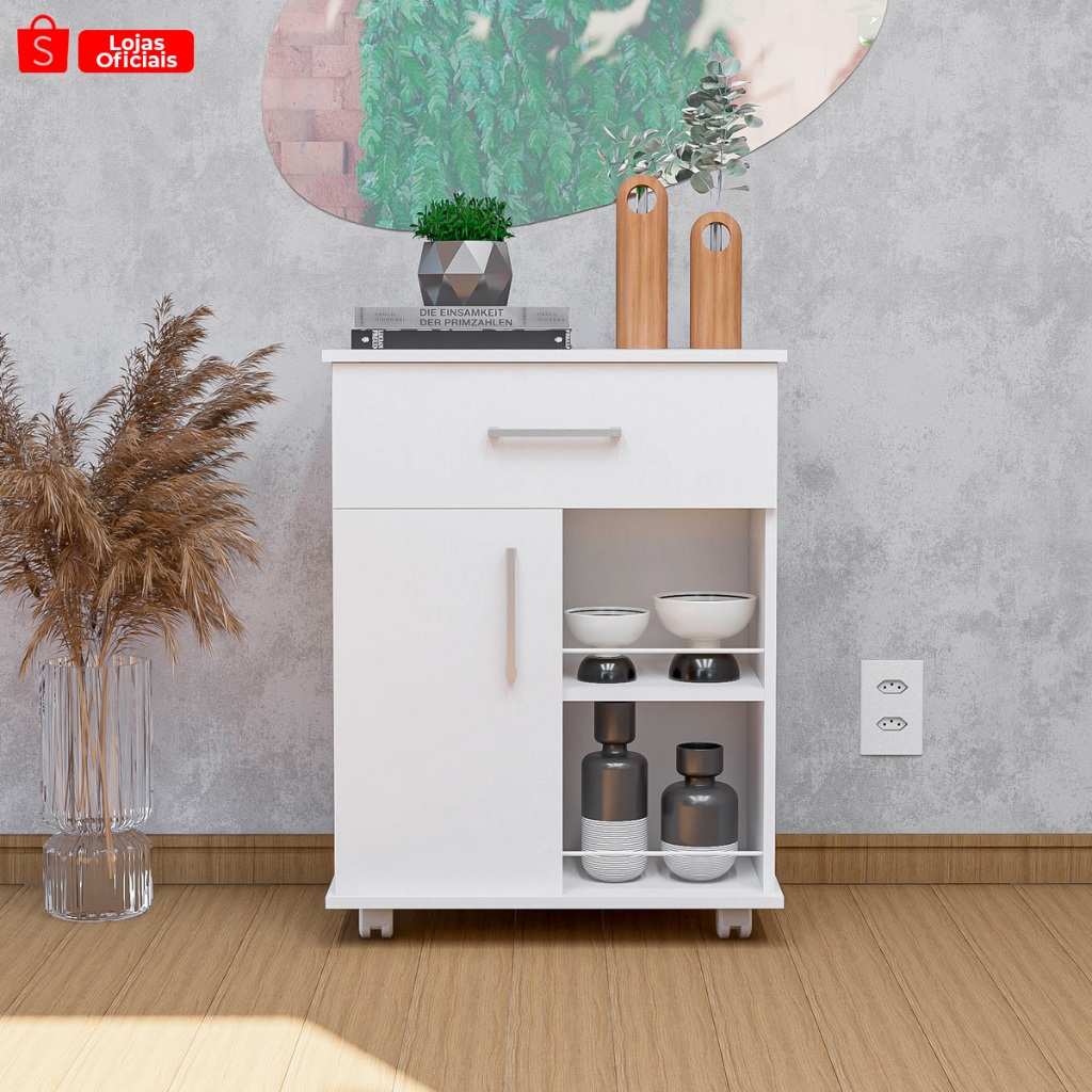 Buffet Cozinha Compacto Multiuso 1 Gaveta p/ Microondas ou Forno Elétrico Móveis Bonatto em Oferta na Shopee