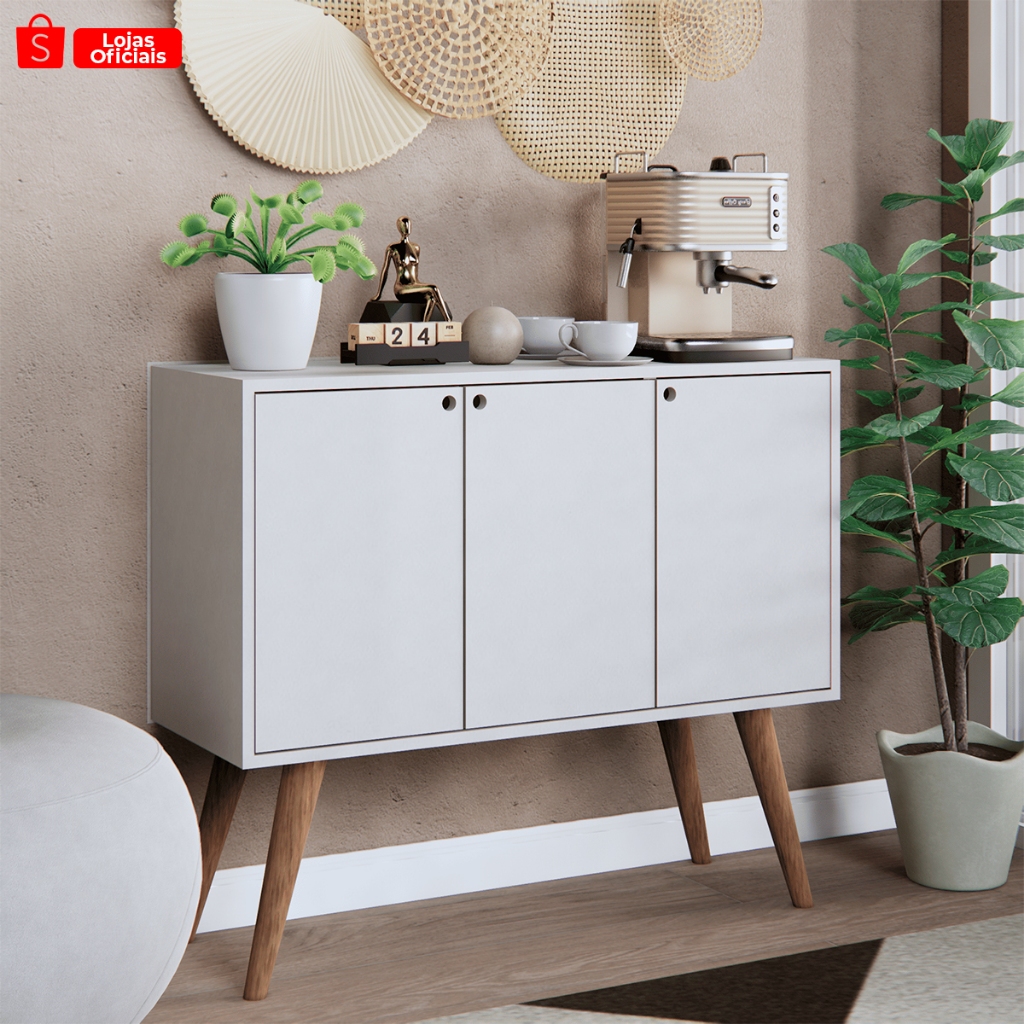 Rack Aparador para Sala 3 Portas com Prateleiras para Sala Cozinha Multiuso Móveis Bonatto em Oferta na Shopee