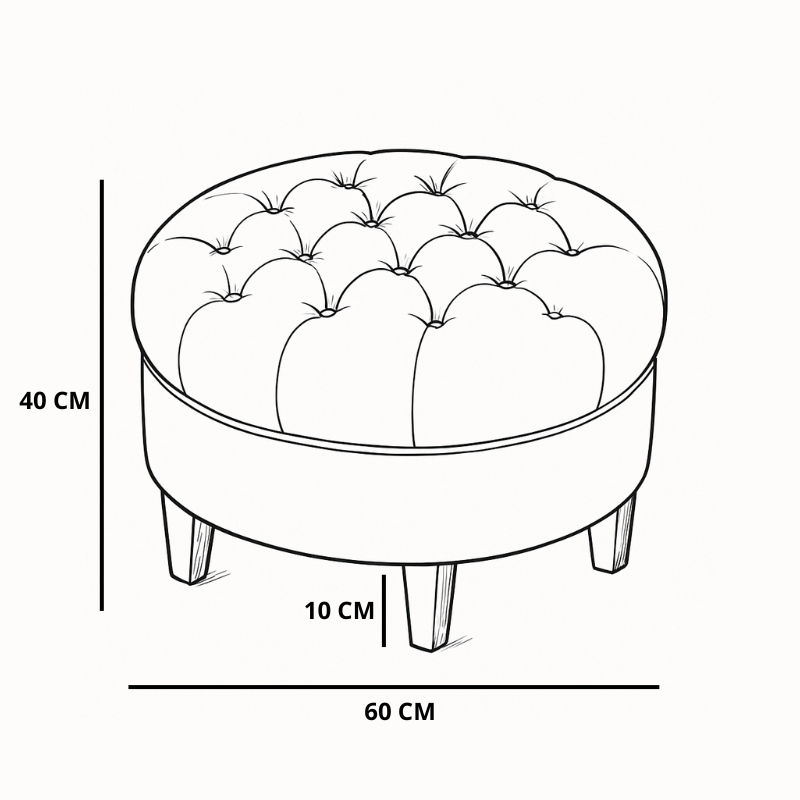 Puff Redondo Capitonê Amsterdã Decorativo Moderno Suede Para Sala Estar Quarto - AV · foto 2
