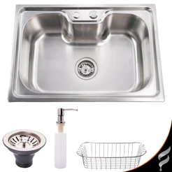 Cuba Para Cozinha Pia Gourmet Aço Inox 201 60x42cm Escovada Completa Com Acessórios Luxo