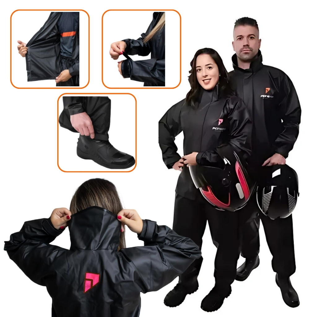 CONJUNTO CAPA DE CHUVA PIONEIRA COMBAT PVC CGOLA FEMININO 100% impermeavel em Oferta na Shopee
