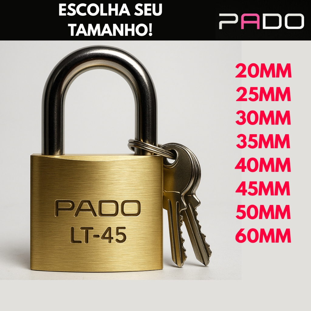 Cadeado Pado Original para portão, janela, armário ,corrente outros 20, 25, 30, 35, 40 45, 50 e 60mm em Oferta na Shopee