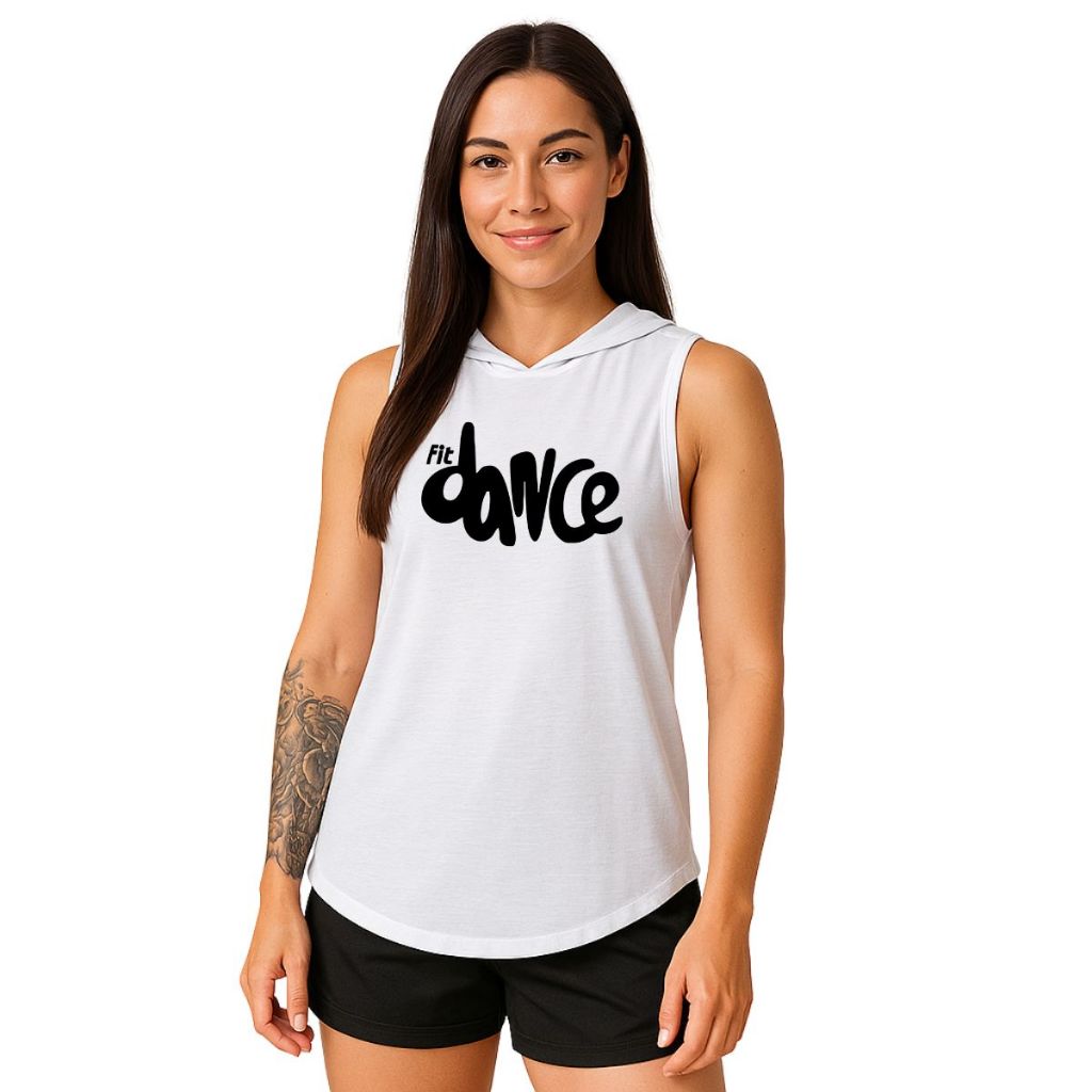 Regata Feminina com Capuz Academia Camiseta Treino Confortável Fitness Tapa Bumbum