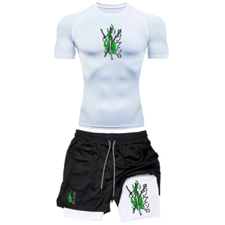 Kit Camiseta Compressão e Short compressão 2 Em 1 Zoro Arte Pirata Anime One Green Mode em Oferta na Shopee