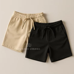 Kit 2 Bermudas Infantil Juvenil Short em Algodão com Cordão