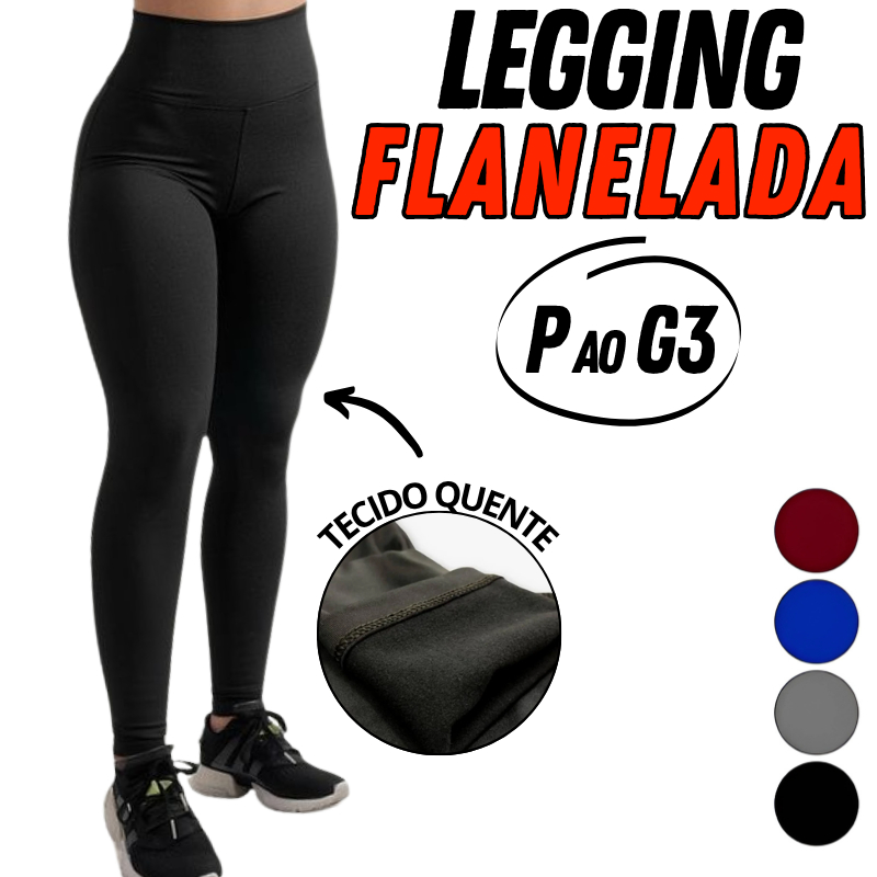 Calça Legging Feminina Flanelada Térmica Inverno Cintura Alta Academia P ao G3