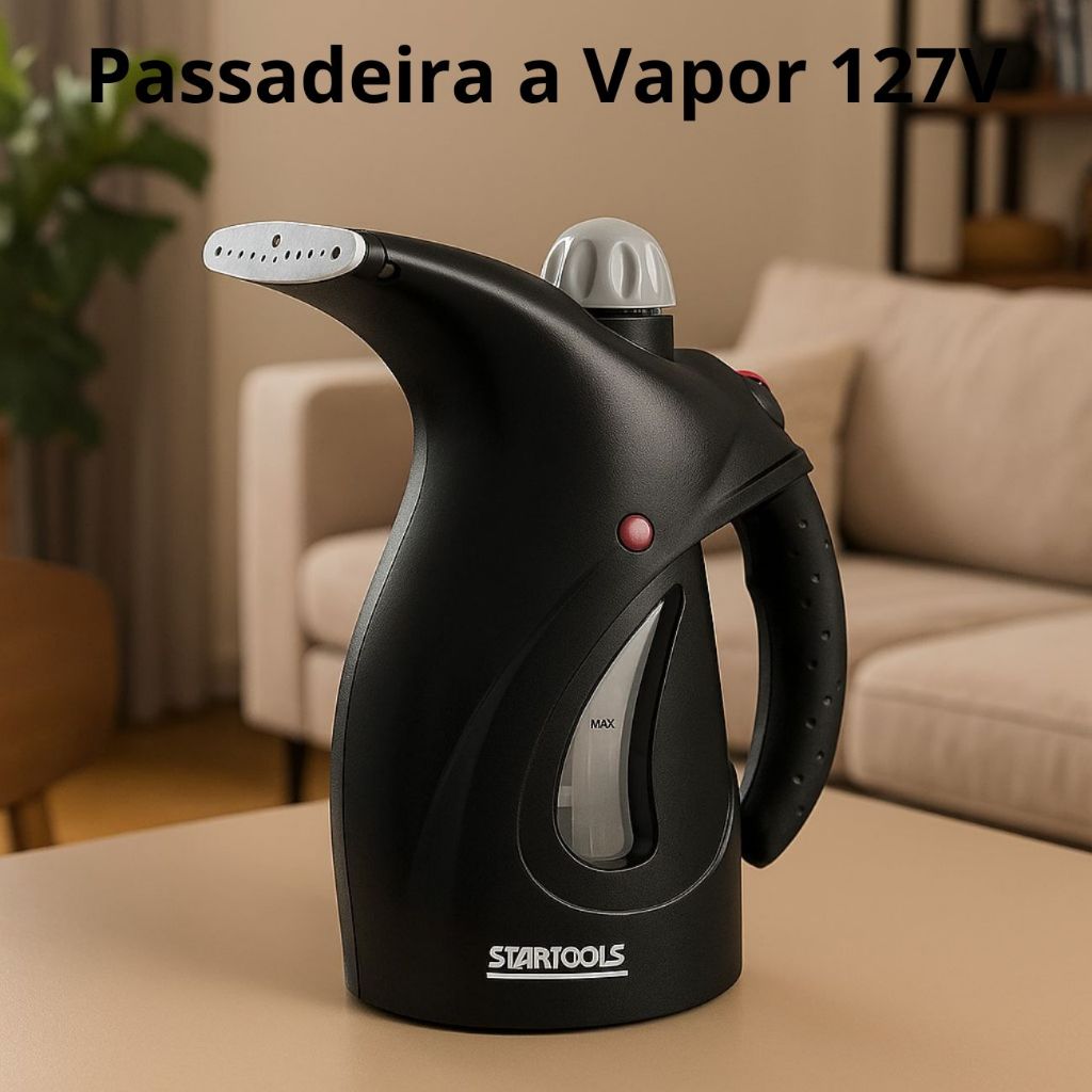 Passadeira A Vapor Com Reservatório de Água 127V - 200ML Preta Tira Amasso Ferro a Vapor