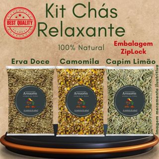 Kit Chas Relaxante - Erva Doce, Camomila e Capim Limão Saudável. em Oferta na Shopee