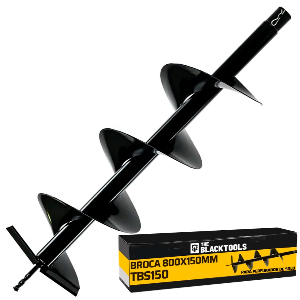 Broca 80cm X 15cm Para Perfurador De Solo Com Pino Trava The Black Tools em Oferta na Shopee