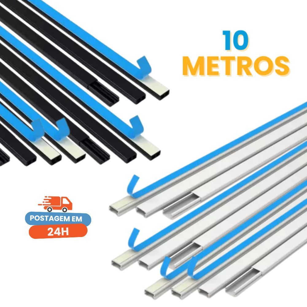 Canaleta 10 METROS Painel Ripado PVC Cotovelo Boiserie 20x10mm Fios Preta Branca Divisória com Fita em Oferta na Shopee