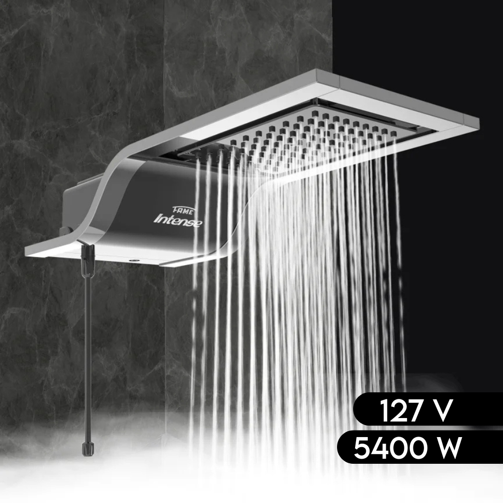 Ducha Eletronica 127V Chuveiro 7800W Intense Black Fame Economia Pressão Haste Removível