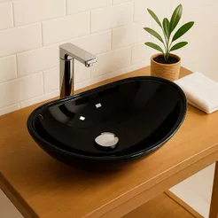Cuba de vidro Oval para banheiro Pia Lavabo Lávatorio 38cm 48cm 55cm