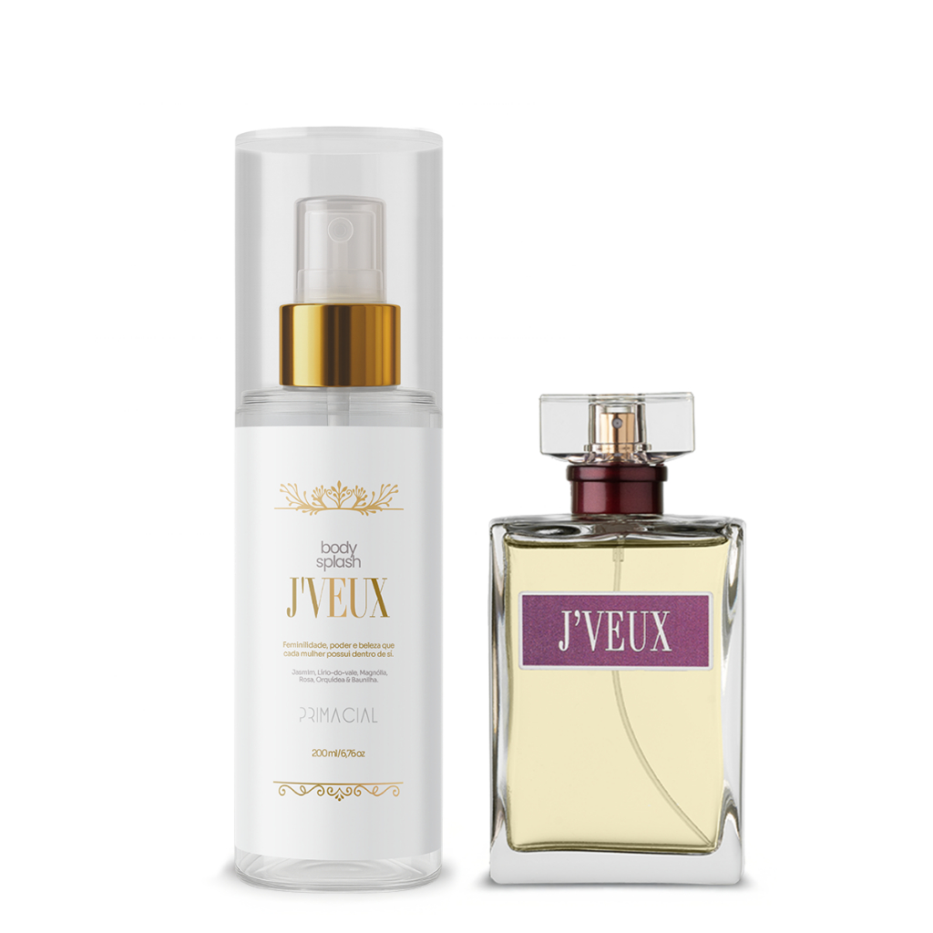 Kit Perfume 100ml + Body Splash J'VEUX 200ml by Primacial - Fragrância Floral com Notas de Pera e Frésia em Oferta na Shopee
