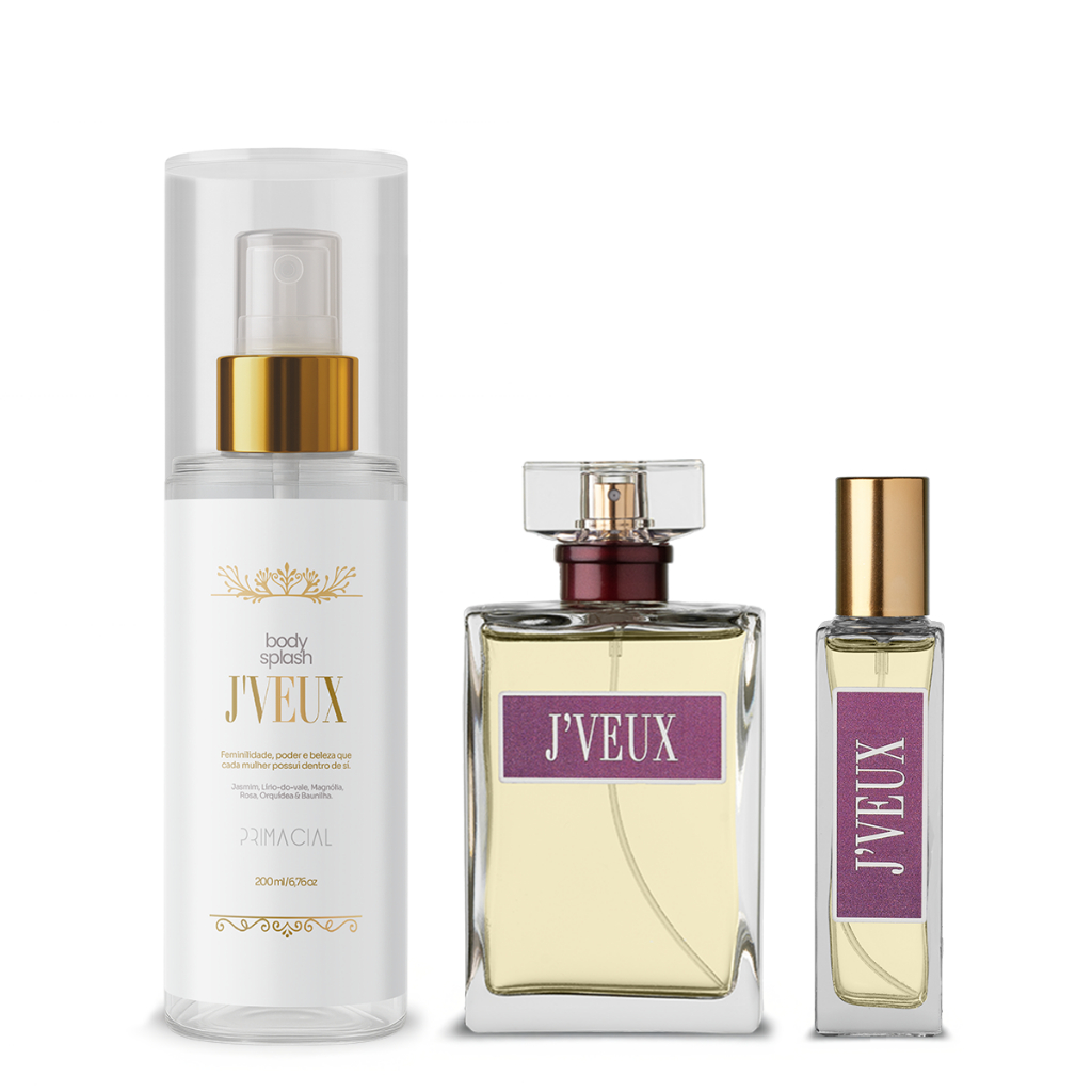 KIT PERFUME FEMININO J'VEUX 100ML + 30ML + BODY SPLASH 200ML - PRIMACIAL PERFUME FLORAL