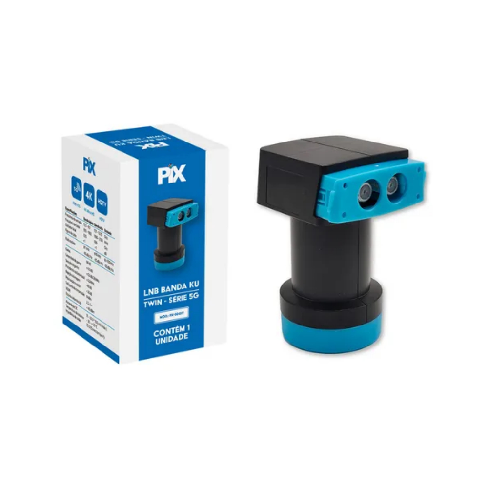 LNB Banda Ku Duplo Universal com Filtro 5G – PX-5001T | PIX