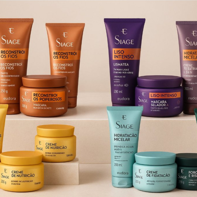 kit combo cronograma capilar siage eudora shampoo/condicionador/mascara