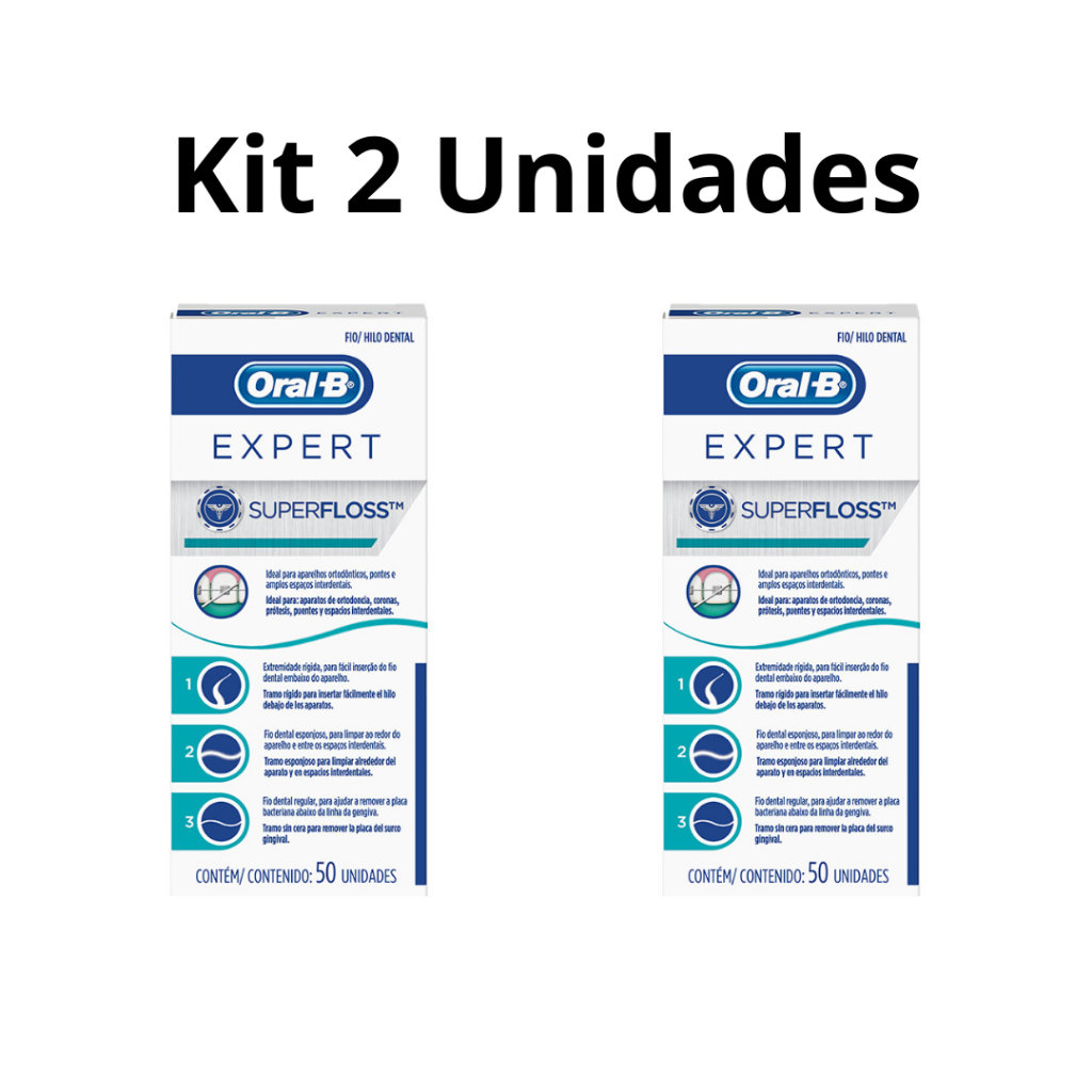 Kit 2 Unidades Fio Dental Oral-B Super Floss - 50 Unidades Cada - Higiene Bucal Completa e Segura em Oferta na Shopee