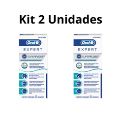 Kit 2 Unidades Fio Dental Oral-B Super Floss - 50 Unidades Cada - Higiene Bucal Completa e Segura
