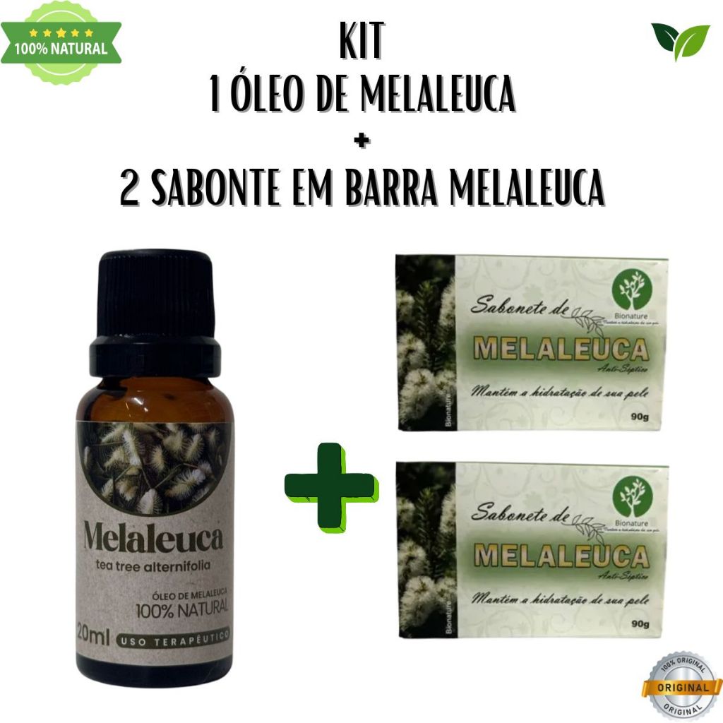 Kit 01 Óleo de Melaleuca BioSencia 20ml + 2 Sabonetes melaleuca | Kit para Acne e Oleosidade em Oferta na Shopee