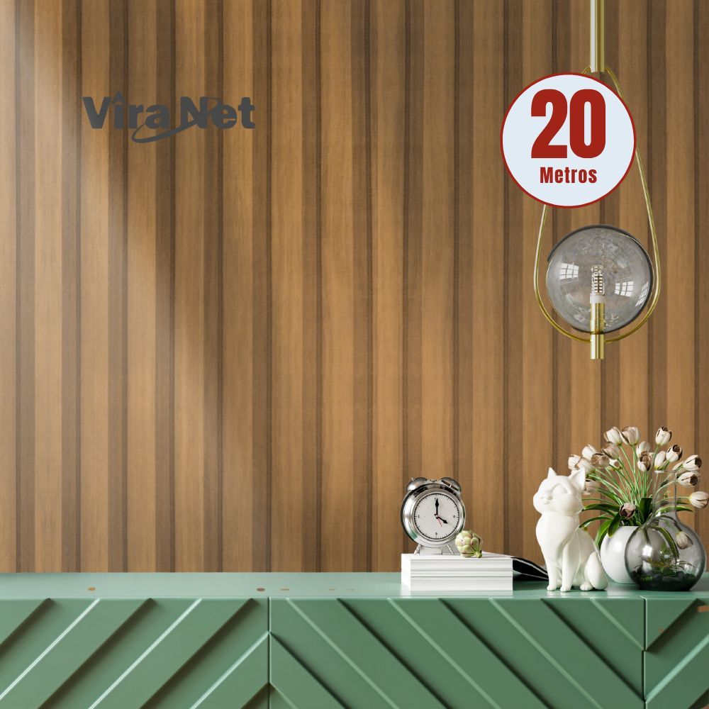 Papel de Parede PREMIUM 5 Metros x 45cm Madeira Ripado Autoadesivo Sala, Quarto, Escritório