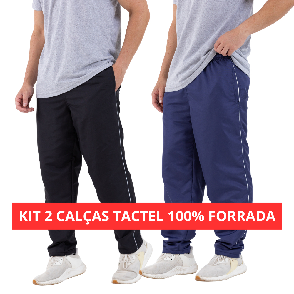 Kit 2 Calças Tactel Forradas Com Forro Microtela Escolar Academia Esportes em Oferta na Shopee
