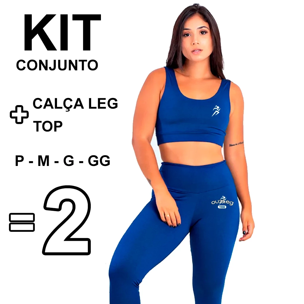 Conjunto De Calça Leg Com Top Suplex Feminina Cintura Alta Legging