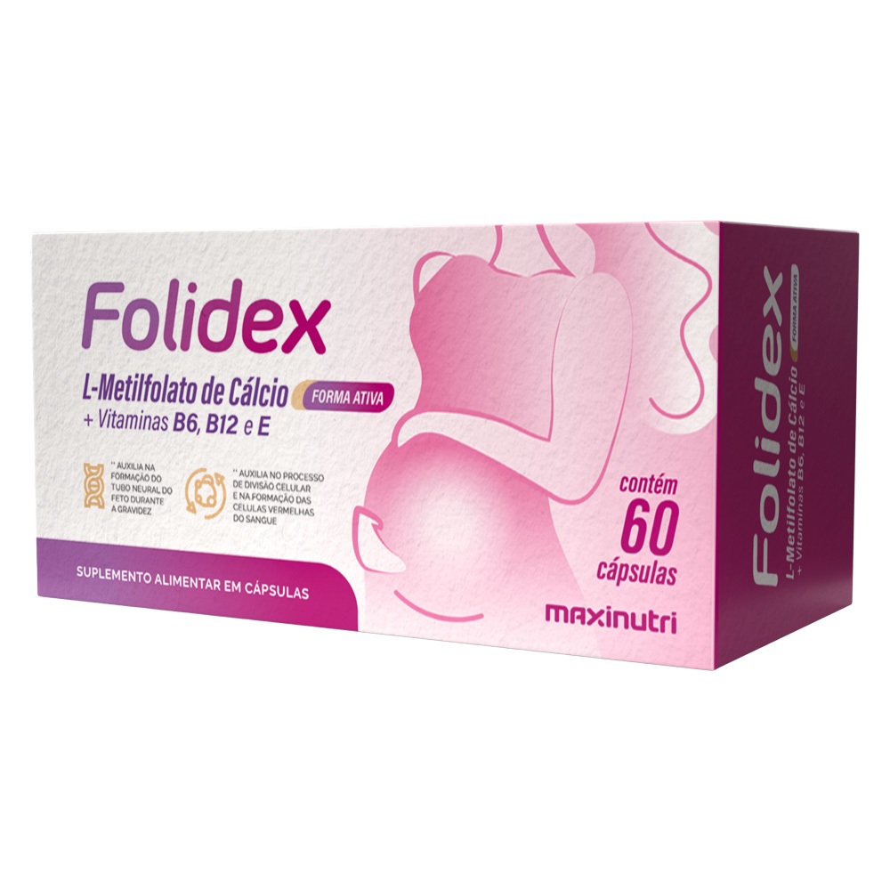 Folidex Metilfolato 420mcg + Vitaminas 60 Cáps Maxinutri em Oferta na Shopee