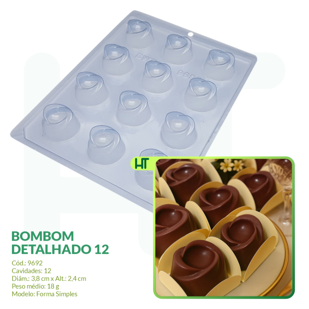 Forma Simples - Bombom Detalhado 12 BWB 9692 - Forma para Chocolate - Doces Finos e Delicados em Oferta na Shopee