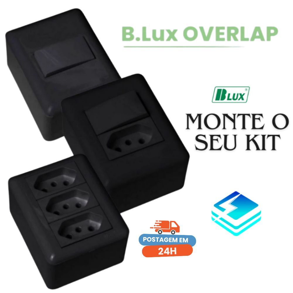 Tomada Sobrepor 10A 20A Interruptor Simples Paralelo Sistema X Sobrepor Home Overlap Grafite Blux