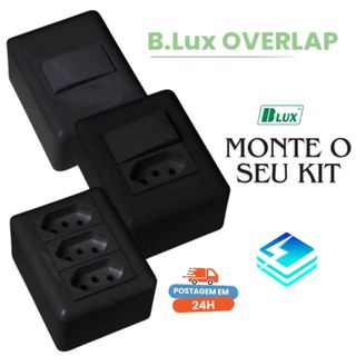 Tomada Sobrepor 10A 20A Interruptor Simples Paralelo Sistema X Sobrepor Home Overlap Grafite Blux