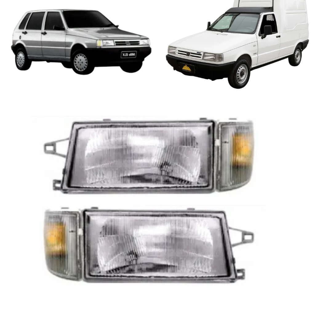 Kit Farol + Pisca Fiat Uno 1991 1992 1993 1994 1995 1996 1997 1998 1999 2000 2001 2002 2003