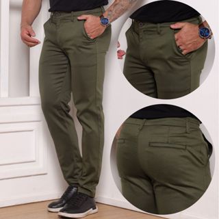Calça Masculina Sport Fino Social  Sarja Brim Com Elastano Ultra-Confortável em Oferta na Shopee