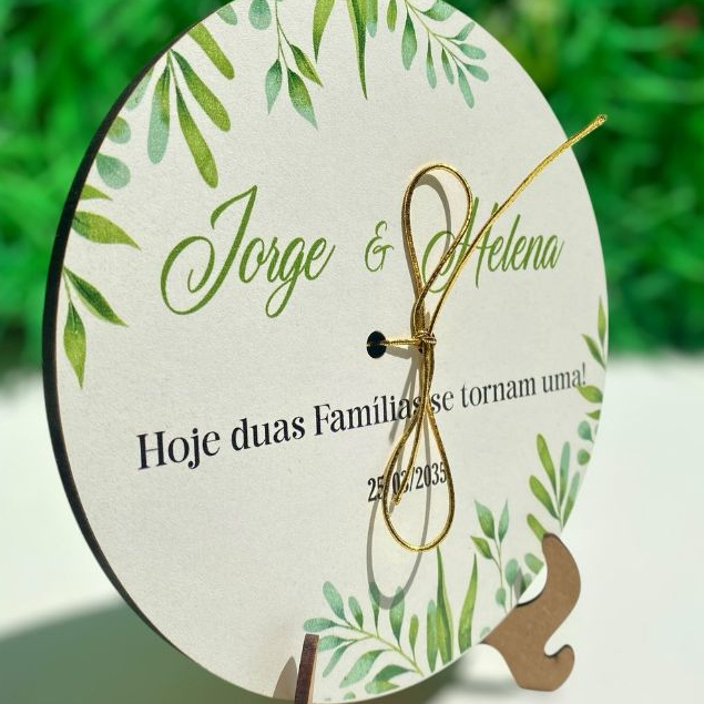 PORTA ALIANÇA PERSONALIZADO COM NOMES E SUPORTE PARA EXPOR