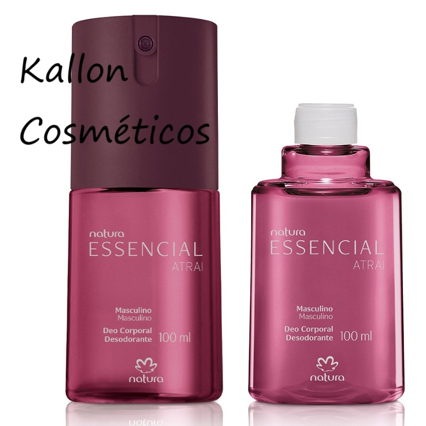 Kit Desodorante Corporal Essencial Atrai Masculino 100 ml com Refil, amadeirado intenso, Original