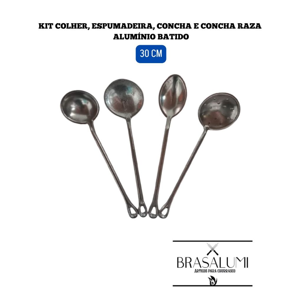 Conjunto talheres cabo quente (Concha , espumadeira , colher e concha raza)