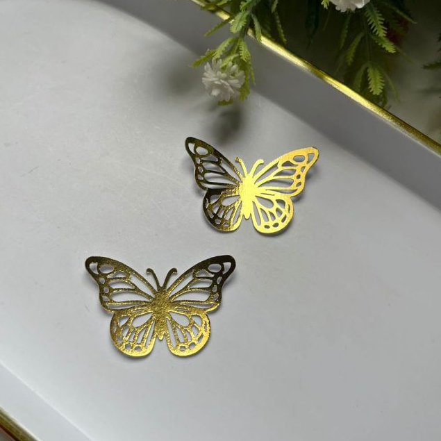 Kit Aplique de Borboleta Dourada em Papel Lamicote | Lembrancinha Jardim Encantado / Jardim das Borboletas