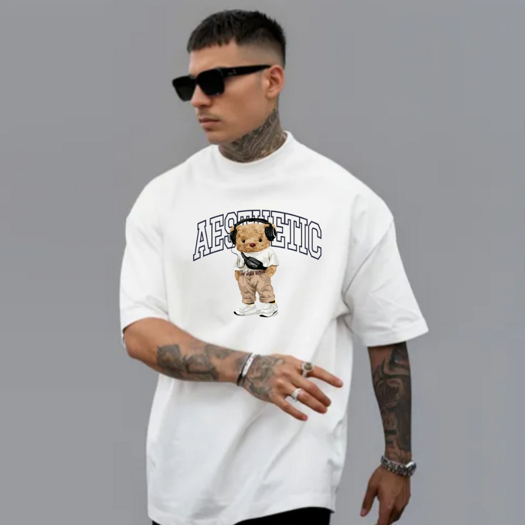 Camiseta Oversized Aesthetic Urso Confortável Camisão Grande