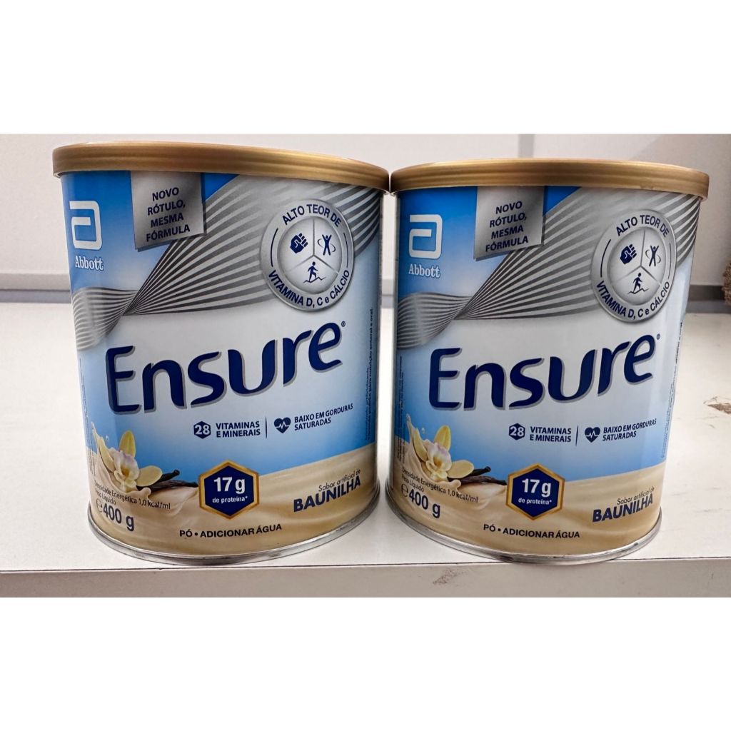 ENSURE KIT C/ 2 LATAS DE 400G CADA SABOR BAUNILHA em Oferta na Shopee