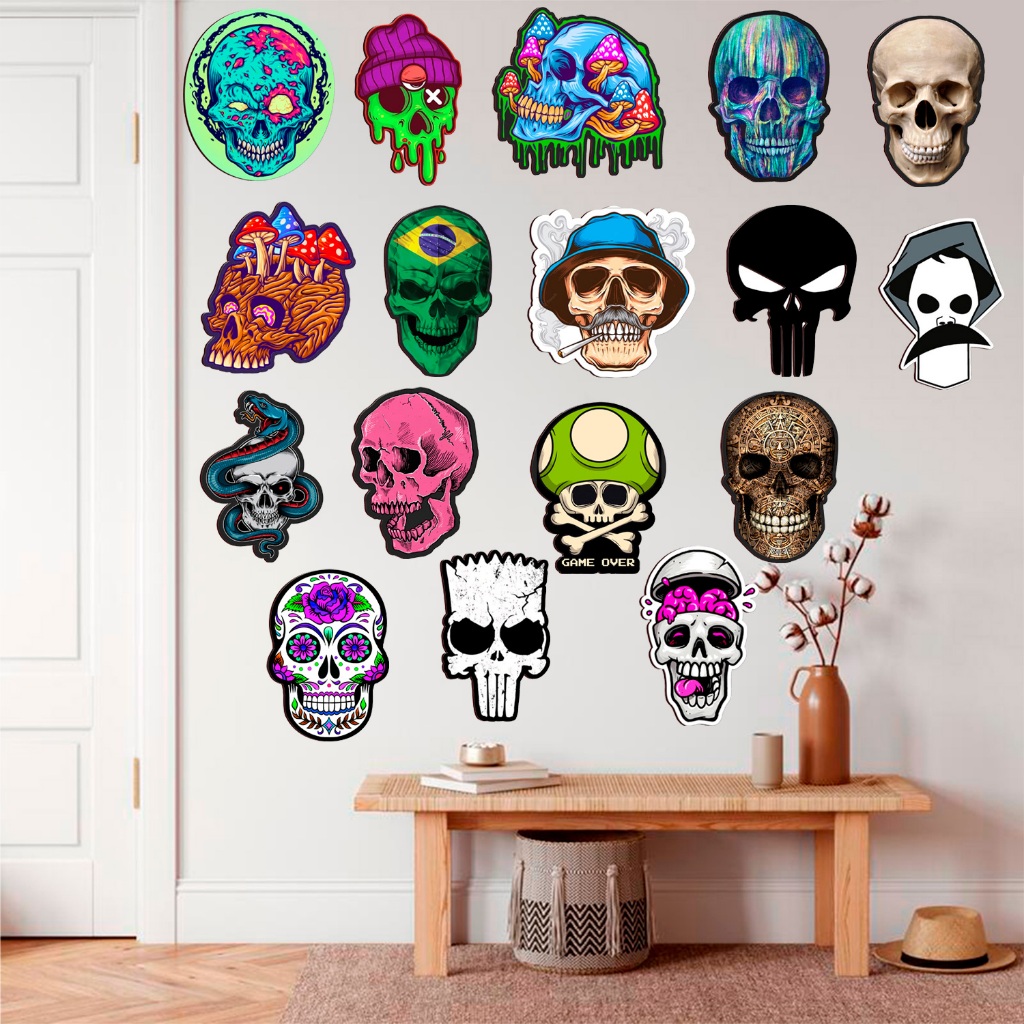 Placa Decorativa de Parede Caveira Mexicana em MDF Adesivado Recorde 20cm Modelo
