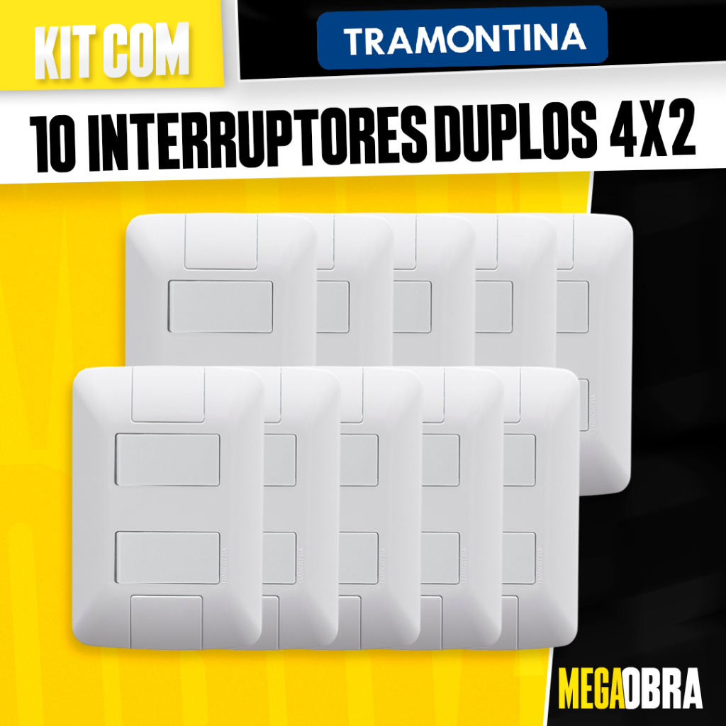 Kit Interruptor Duplo 4x2 Tramontina Linha Aria Modular 4x2 Interruptor Duas Teclas